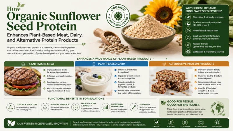 How Organic Sunflower Seed Protein Enhances Plant-Based Meat, Dairy, And Alternative Protein Products